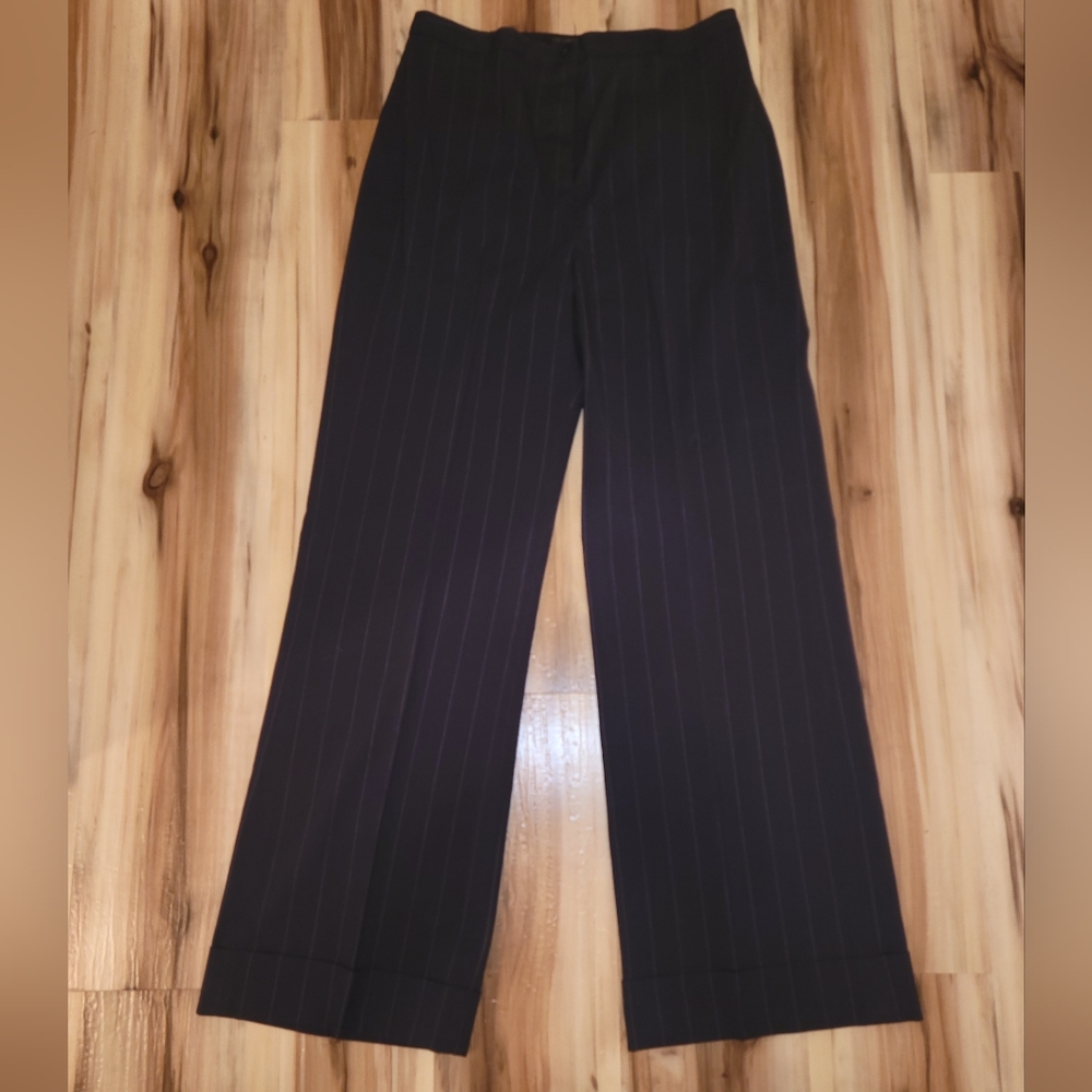 The Limited Stretch Blk Pinstriped Wide Leg Dress Pants EUC